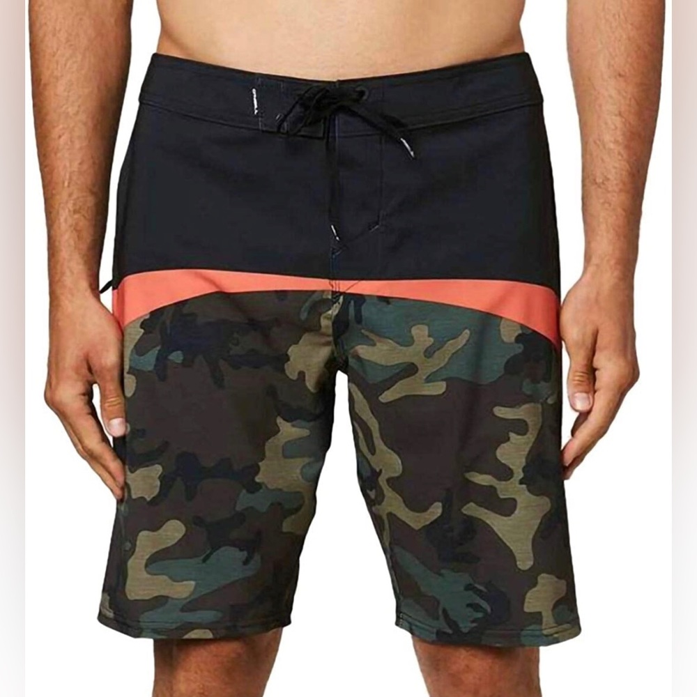O’Neill Superfreak Black Orange Camo Boardshorts Swim Trunk Shorts